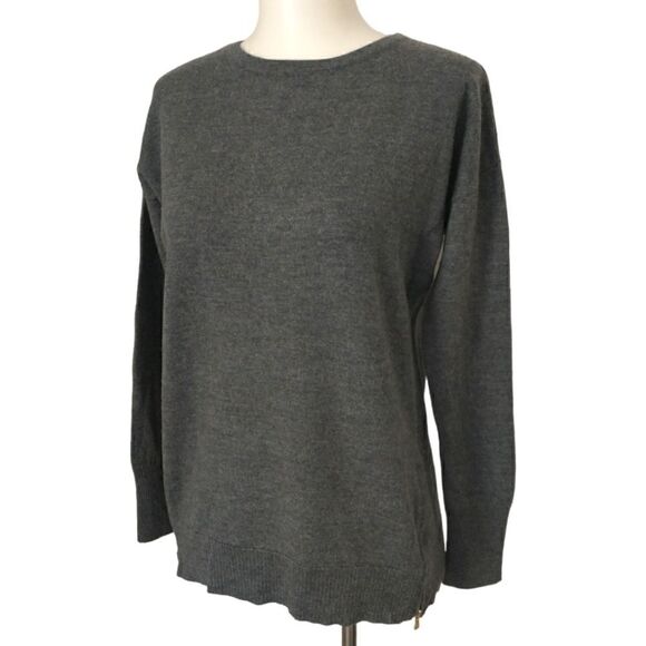 Talbots Merino Wool Sweater S Zipper Details Gray Academia Old Money Luxury - Picture 10 of 16